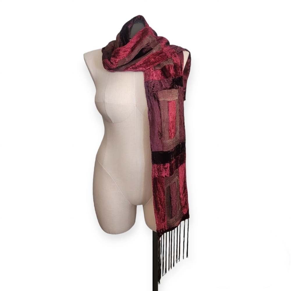 90s/Y2K Red Velvet Scarf